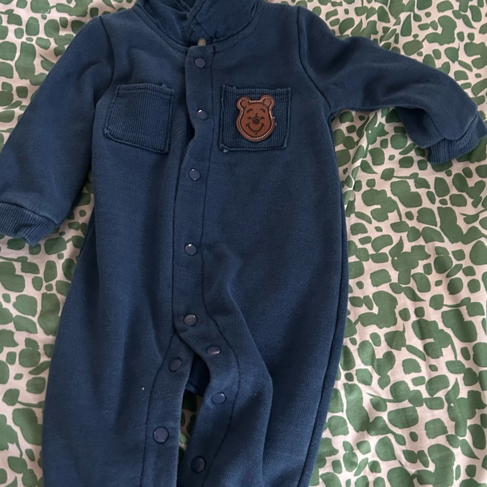 Disney Blue Footless one Piece with Embroidered Logo